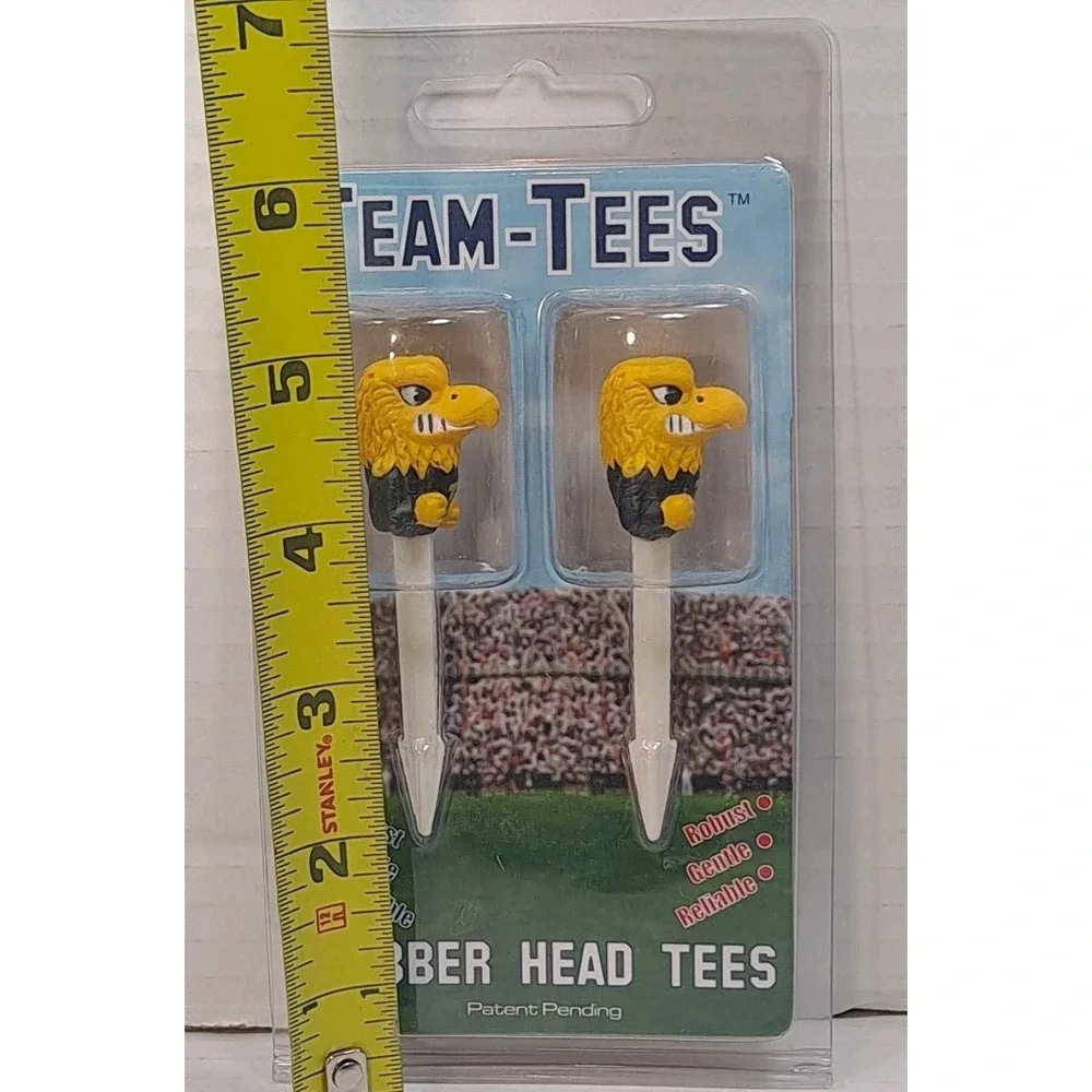NIP‎ Iowa Hawkeyes Mascot Golf Pro Rubber Head Team Golf Tees, 2 Total Golf Tees